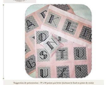 Aziliz Creation Art Deco Primer from A to Z - hardanger embroidery pattern and cross stitch - by Cécile Pozzo di Borgo