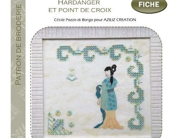 Aziliz Creation - Oriental Garden - hardanger embroidery pattern and cross stitch - by Cécile Pozzo di Borgo