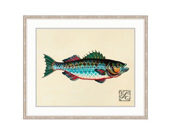 Striper Fish 11"x14" Giclee Print Of A Watercolor Painting For The Saltwater Angler. Striper Bass Painting. Rockfish Print.