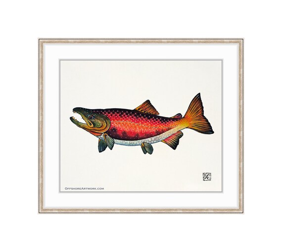 Nursery Wall Art Living Room Wall Art Watercolor Fish Painting Original Painting Man Cave Decor Pacific Northwest Coho Salmon Art Print Giclee Art Collectibles Kromasol Com