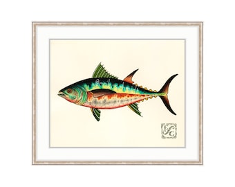 Tuna Fish 11"x14" Giclee Print Of A Watercolor Painting For The Saltwater Angler. Yellowfin. Bluefin. Mackerel. Skipjack