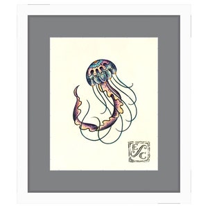 Jellyfish Giclee Print of Watercolor Painting 11x14 for the Sealife Lover. Bathroom Decor, Baby Nursery, Marine Life, Little Girls Room image 3