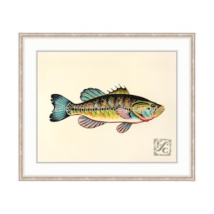 Large Mouth Bass 11&quot;x14&quot; Giclee Print of Watercolor Painting