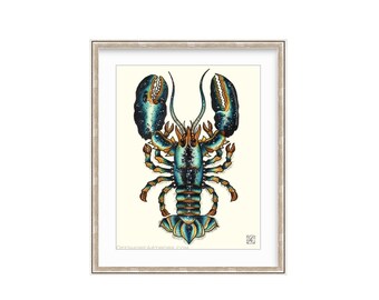 Blue Lobster / Blue Crayfish Giclee Print of Watercolor Painting  11"x14" for the Sealife Lover. Langosta Picture. Crawfish and Crawdaddy