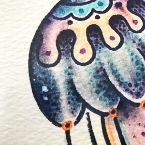 Jellyfish Giclee Print of Watercolor Painting 11x14 for the Sealife Lover. Bathroom Decor, Baby Nursery, Marine Life, Little Girls Room image 4