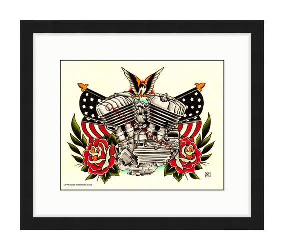 taku　Harley-Davidson Eagle Print Harley Davidson Vintage Flathead 11