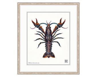 Crayfish Giclee Print of Watercolor Painting 8"x10" for the Marine Life Lover. Crawfish & Crawdaddy Fans. Adorable Bait. Clam Bake. Fishing.