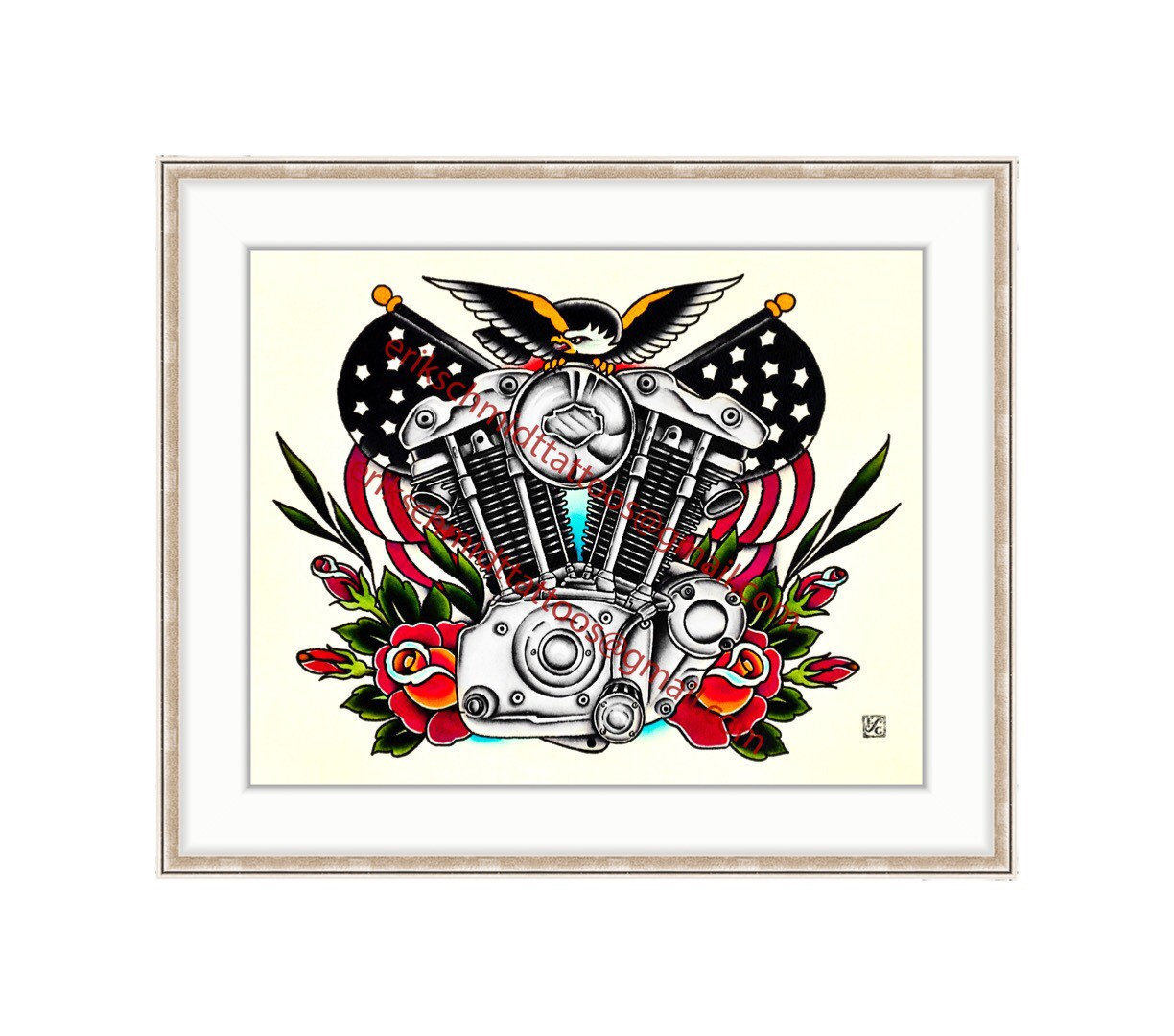 Harley Davidson Vintage Ironhead 11x14 Giclee Print. Motorcycle