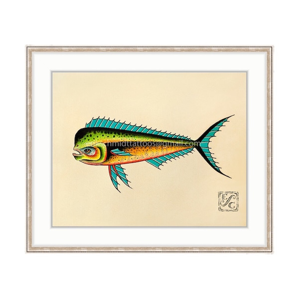 Mahi Mahi Giclee Print of Watercolor Painting  11"x14" for the Saltwater Angler. Dolphinfish. Dorado. Sport Fishing. Trophy Fish.  Caribbean