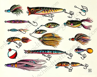 Colorful Fishing Lures 11x14 Giclee Print of A Watercolor Painting. Fishing  Print for the Angler. Fish Lures. Fish Hooks. Bobber. Tackle. -  Canada