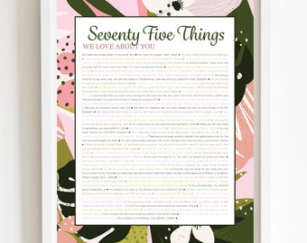 75th Birthday Gift | 'Things We Love About You' Tropical Print (Digital)