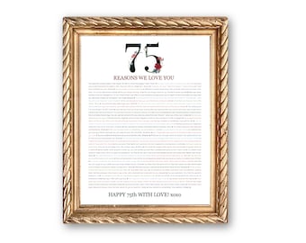 70 Reasons We Love You Print | Birthday Gift (Digital Download)