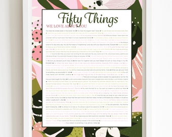 50th Birthday Tropical Print | Personalized 'Things We Love' Gift (Digital)