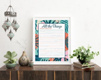 All the Things We Love About You Personalized DIGITAL Print; "Birds Papaya edition"