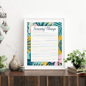 70 DINGE, die wir an dir lieben Aqua Tropical DIGITAL Print; 70er Jahre Geburtstag; Omas Geburtstag; 70. Geburtstag des Freundes; Mamas 70er