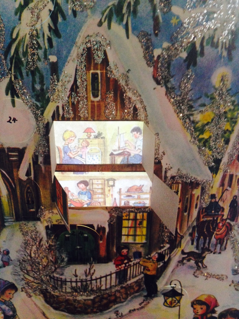 Vintage Advent Calendar pic1, German christmas, prepare for the holidays, magical, picture advent calendar/ image 3