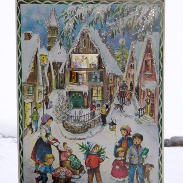 Vintage Advent Calendar (pic#1), German christmas, prepare for the holidays, magical, picture advent calendar/