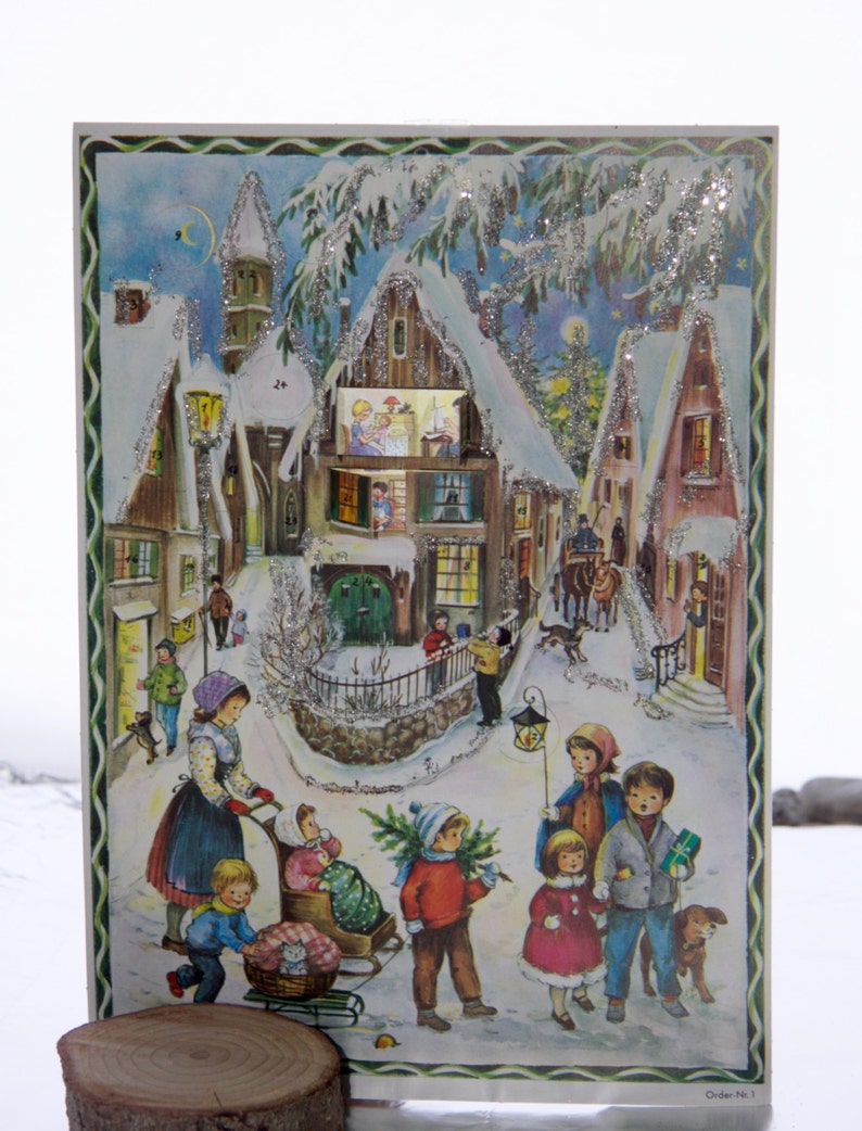 Vintage Advent Calendar pic1, German christmas, prepare for the holidays, magical, picture advent calendar/ image 1