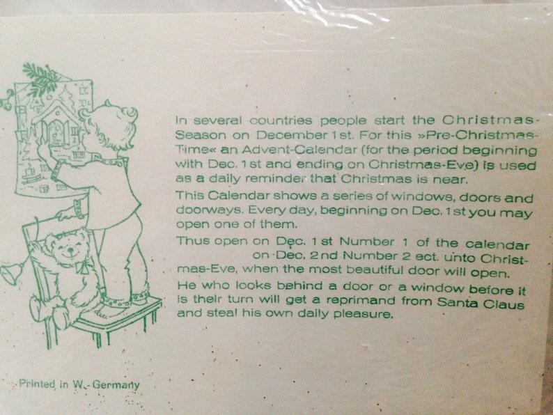 Vintage Advent Calendar pic1, German christmas, prepare for the holidays, magical, picture advent calendar/ image 5