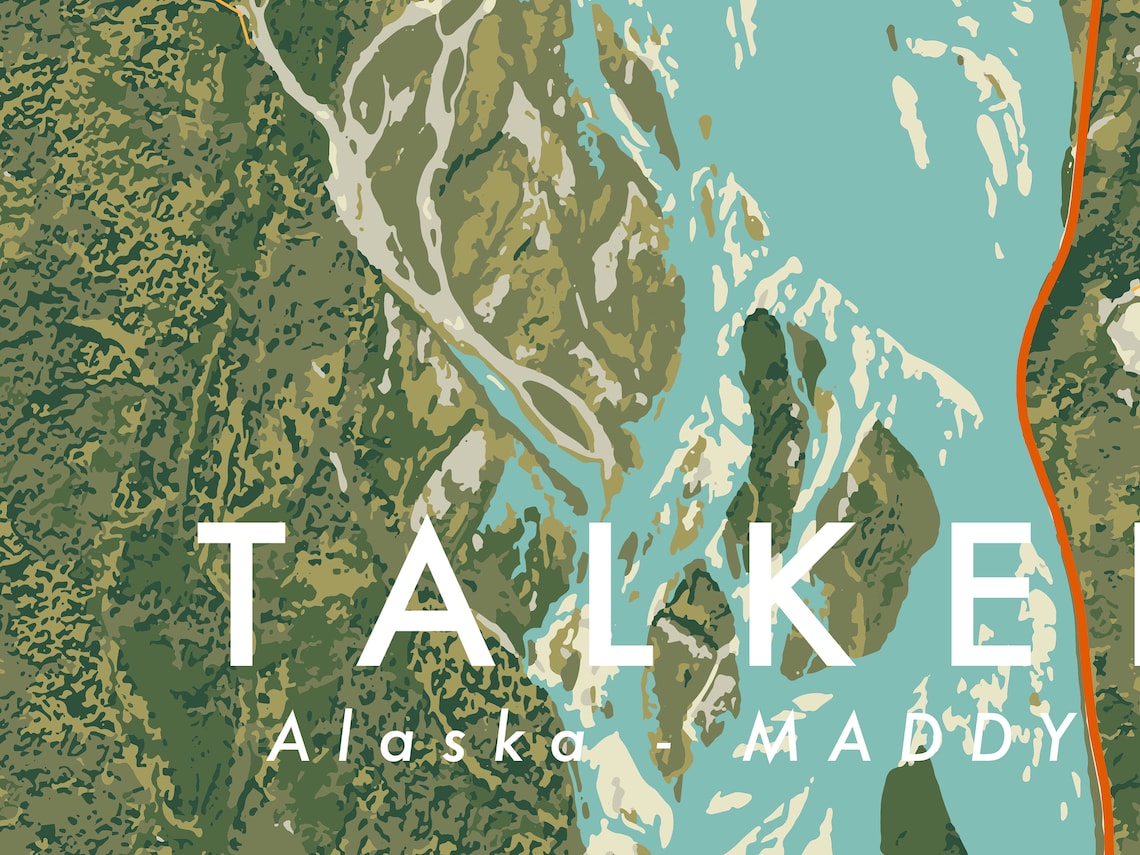 TALKEETNA ALASKA Denali Wilderness Map Print Etsy