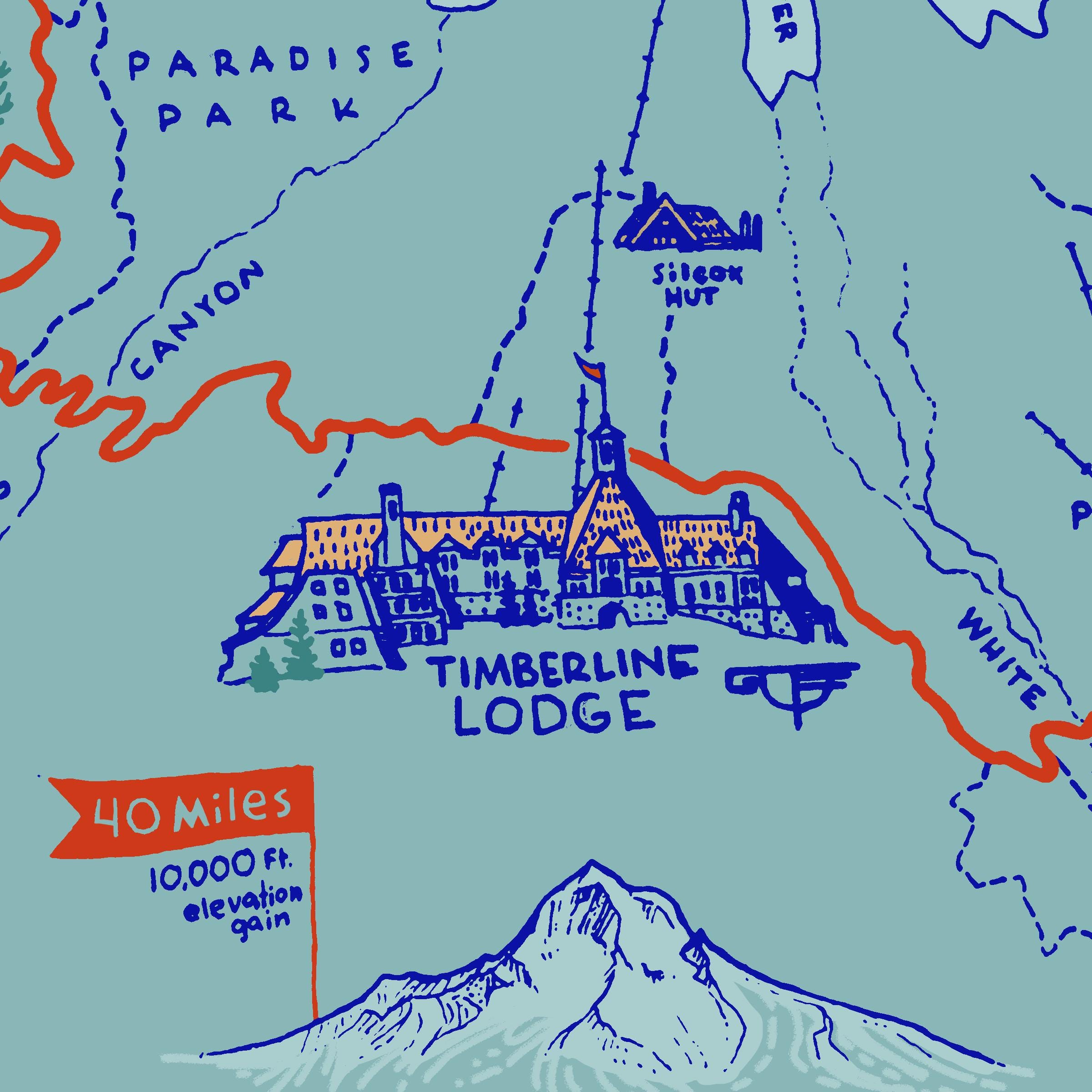 TIMBERLINE TRAIL - Hand Drawn Map - Etsy
