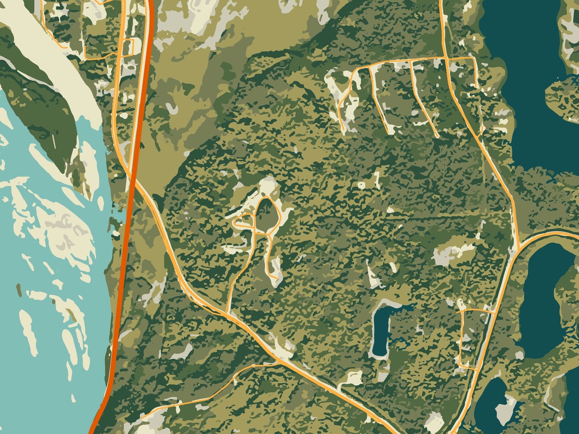 TALKEETNA ALASKA Denali Wilderness Map Print Etsy