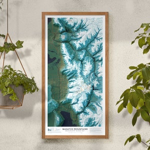 WASATCH MOUNTAINS - Backcountry Winter Ski/Snowboard Map: 5 dollars donated to the Utah Avalanche Center for every print sold