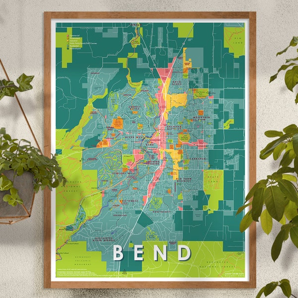 BEND OR - Bright and Simple City Wall Art Map