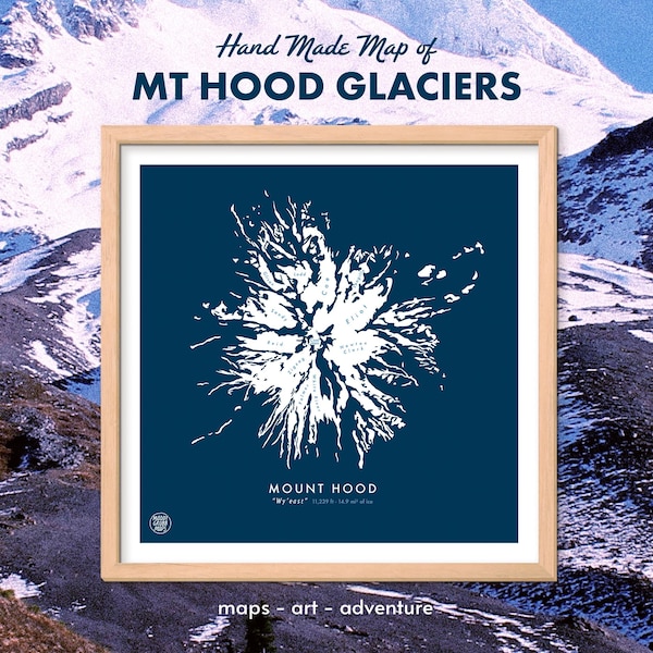 Mapa de glaciares del Monte Hood (lámina artística)
