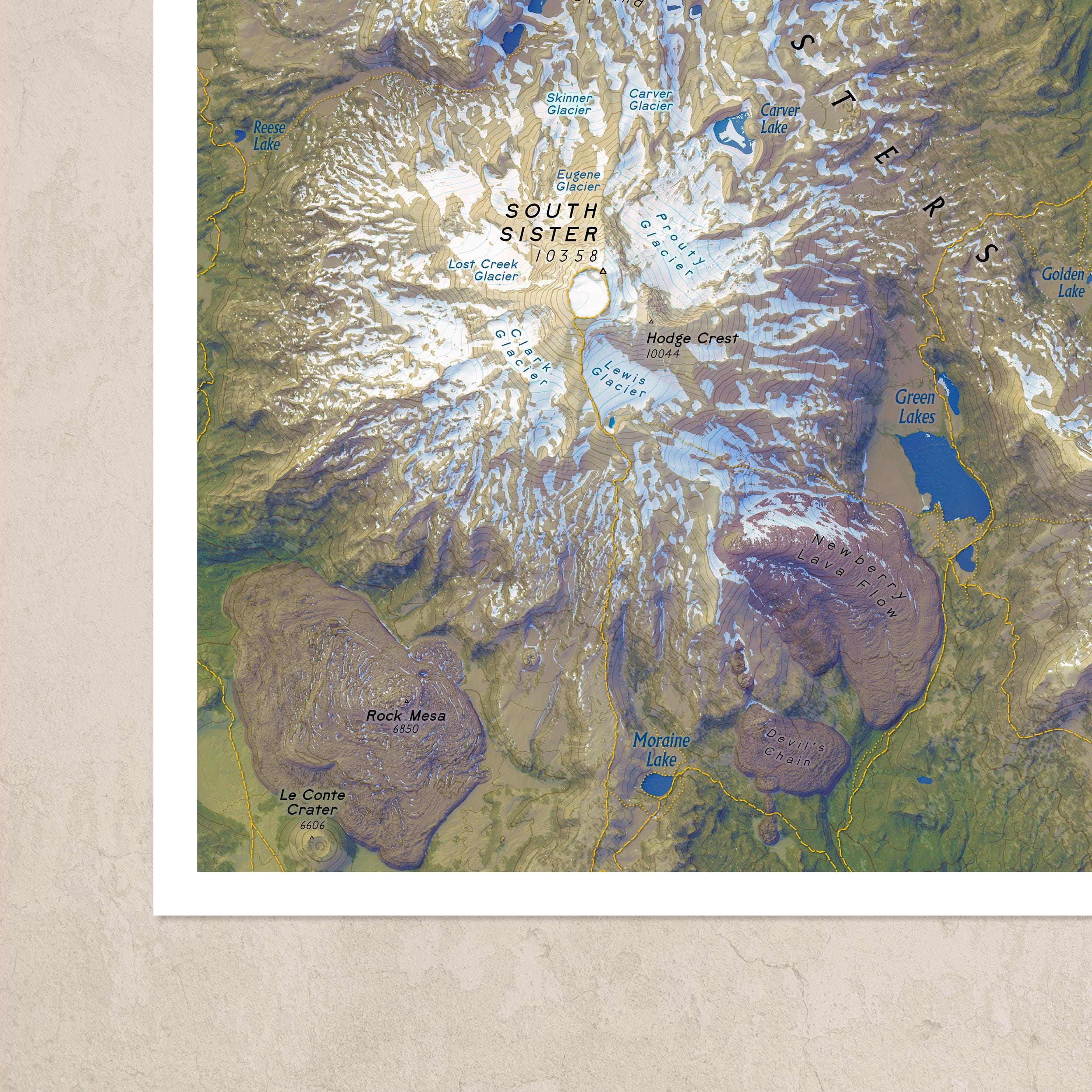 THREE SISTERS & Broken Top Topographic Map - Etsy