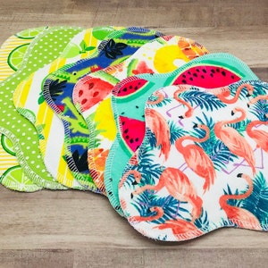 6", 7", 8" Tropical/Summer/Beach, 100% Cotton Reusable Cloth Pantyliners, Panty Liners, Variety Set, 3 Sizes, Daily Freshness