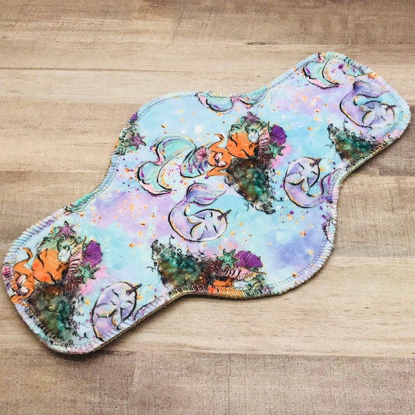 12" Moderate, READY TO SHIP, Mermaids Sparkles, Mother Moon Pad, Reusable Cloth Pad