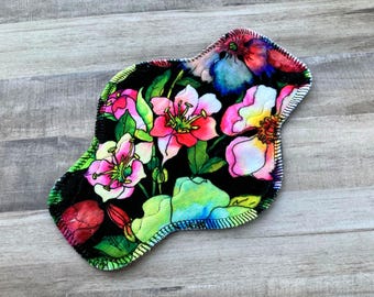 Modern Floral Print Minky Reusable Cloth Pad, 10" Moderate Absorbency, Mother Moon Pad