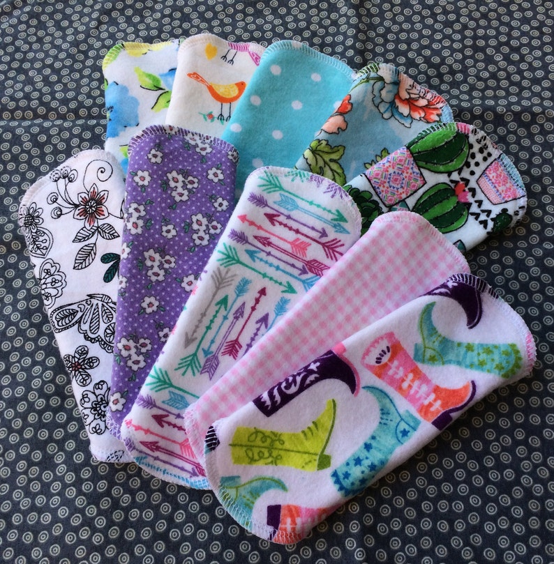 GRAB BAG, 100% Cotton Reusable Cloth Pantyliners, Panty Liners, Variety Set, 3 Sizes, Daily Freshness image 2