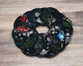 Black Mix, 15 ct Large Reusable Facial Rounds, Makeup Remover Pad Washcloth Face Scrubby Wipes, Cotton Flannel