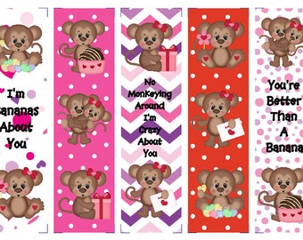 Valentine Love Monkey Book Marks