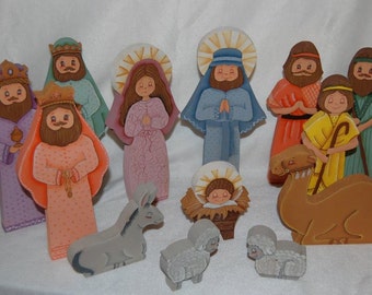 Handpainted Wood Nativity Set