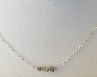 Champagne Diamonds in the rough on dainty silver chain