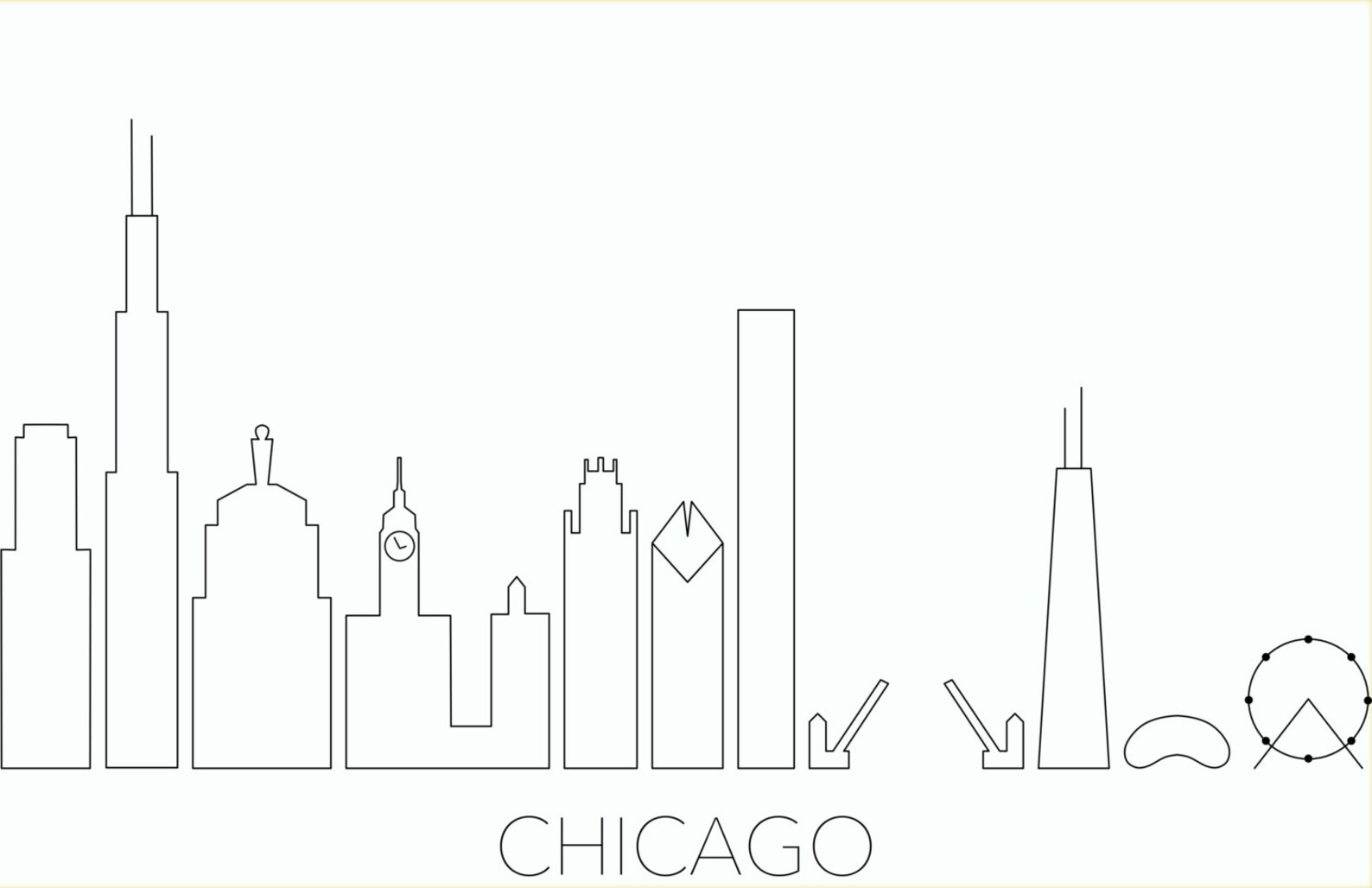 Embroidery Pattern Chicago Skyline. Personalized Gift for the Chicago