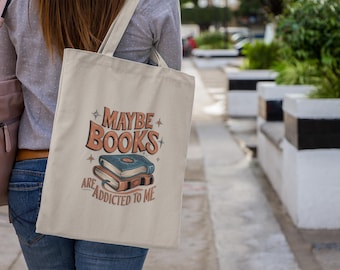 Bolsa de lona para amantes de los libros, bolsa literaria, regalo divertido para amantes de los libros, bolsa de biblioteca, bolso de hombro para ratones de biblioteca, adicto a los libros