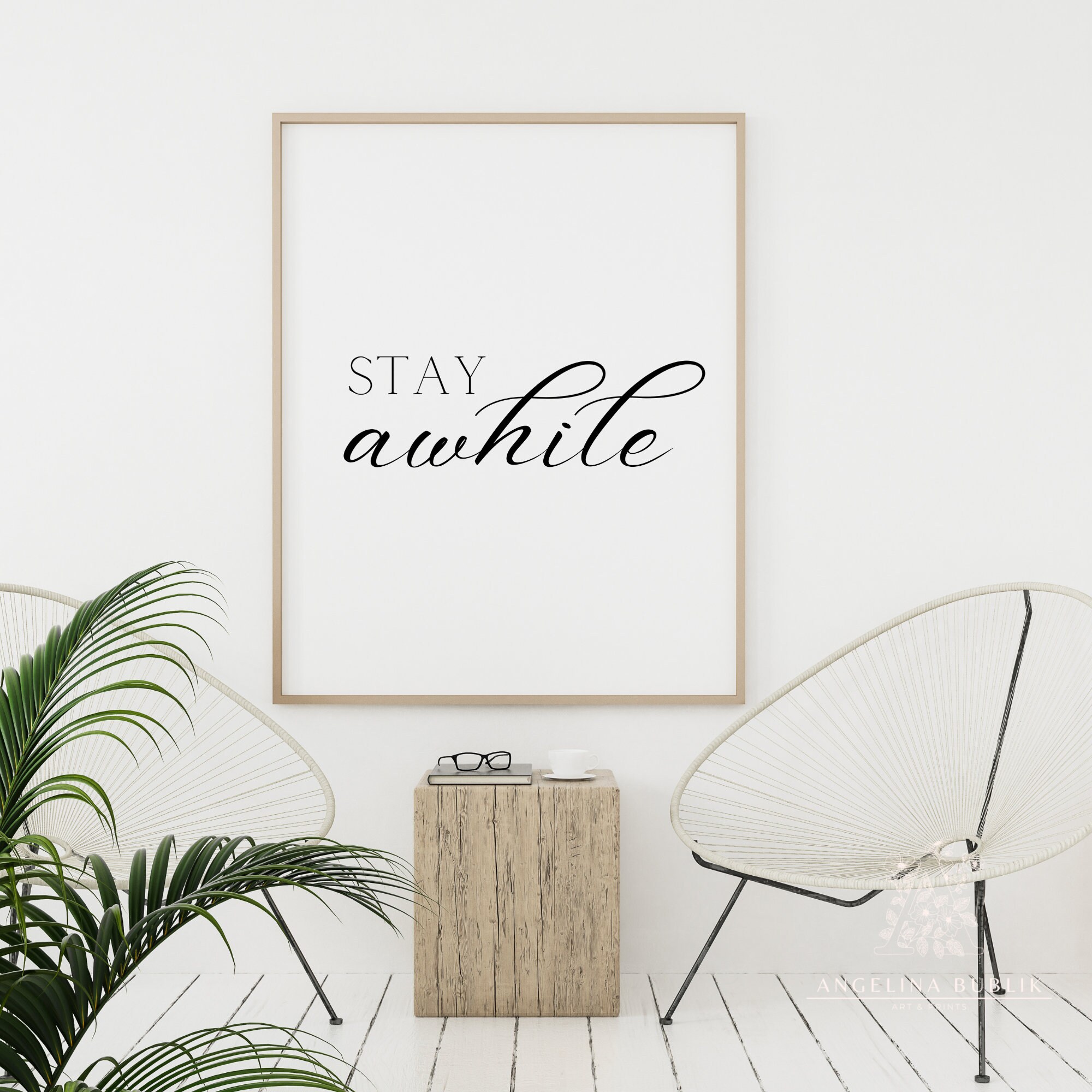 Stay Awhile PRINTABLE DOWNLOAD Multiple Sizes Guest Room Welcome Print ...