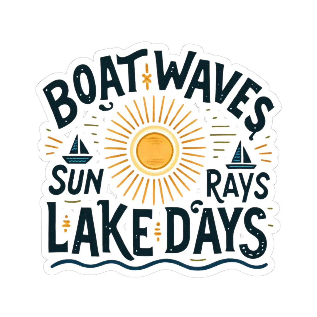 Lake Days Stickers, Boat Waves Unique Stickers, Sun Rays Decals, Summer ...