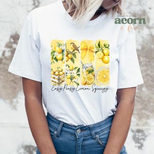 T-shirt Easy Peasy Lemon Squeezy Citrus Vibes, maglietta estiva da donna, maglietta con grafica al limone, abbigliamento floreale e naturale, Lemon Love, maglietta al limone, limone