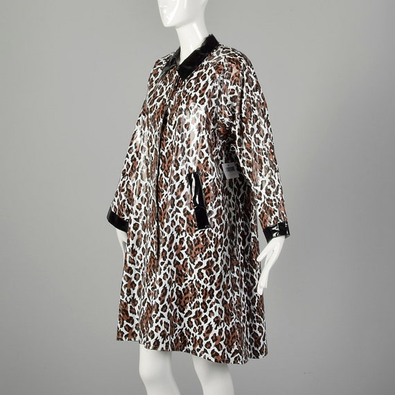 Medium 1980s Leopard Raincoat Cheetah Print Vinyl… - image 4