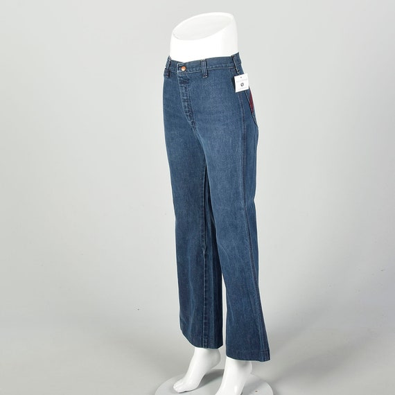 Small 1970s Jeans High Waisted Hippie Bell Bottom… - image 2