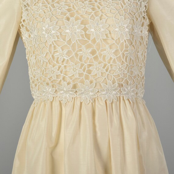 Small 1970s Rizkallah Dress Cream Long Sleeve Lac… - image 9