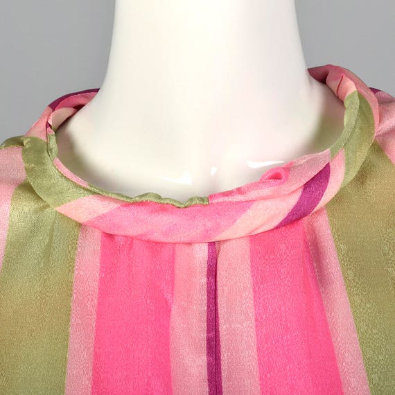 Medium 1960s Pink Stripe Jumpsuit Sleeveless Silk… - image 7