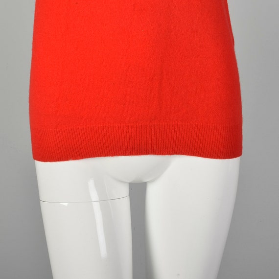 Small 1980s Red Sweater Cashmere Wool V-Neck Ligh… - image 6