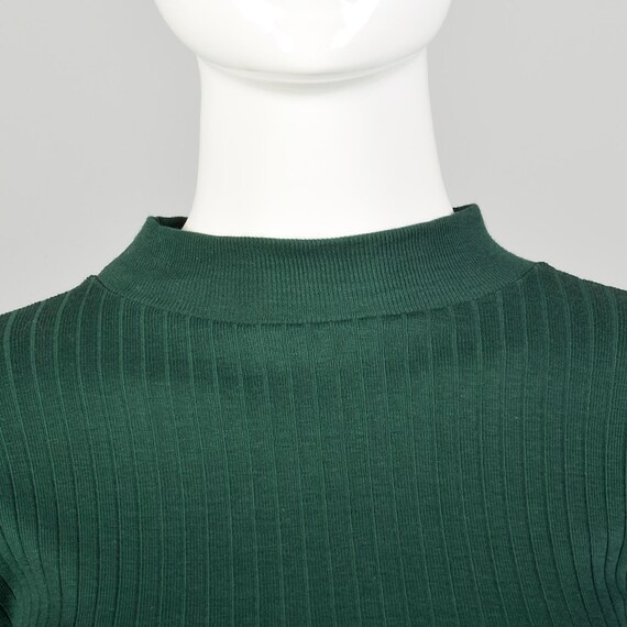 XS 1960s Deadstock Green Ribbed Knit Lightweight … - image 5