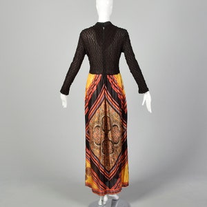 Medium 1970s Bohemian Multi-Color Long Sleeve Maxi Costume Dress image 2